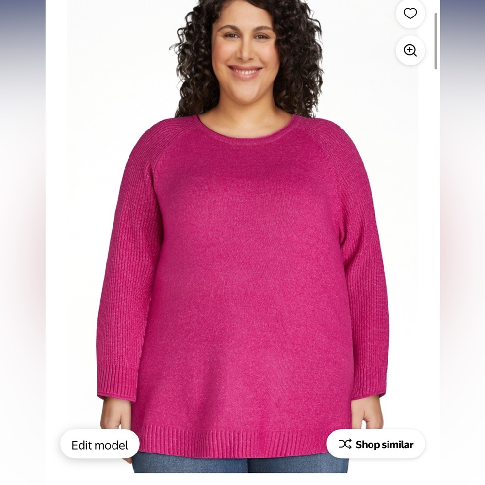 Terra & Sky Women's Plus Mixed Rib Crewneck
Sweater, Lightweight